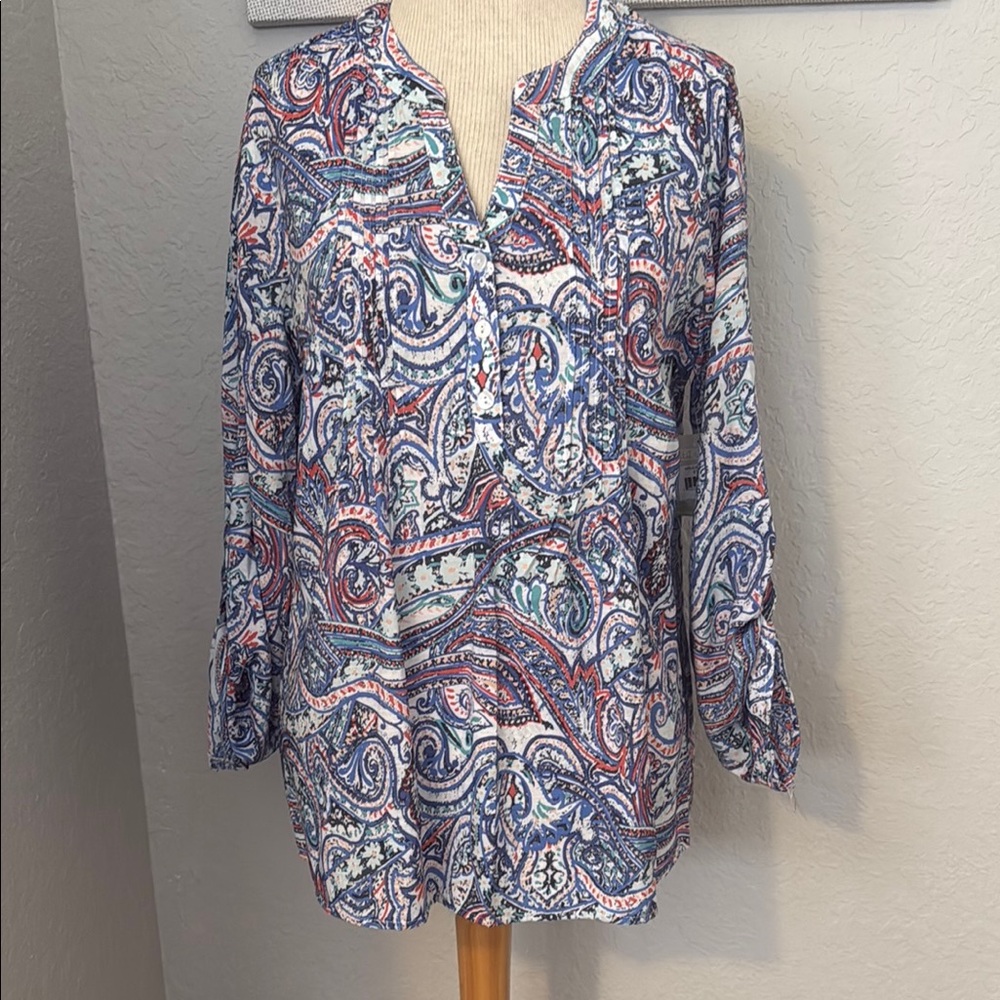 Paisley Print Women's Top - Blue and Red